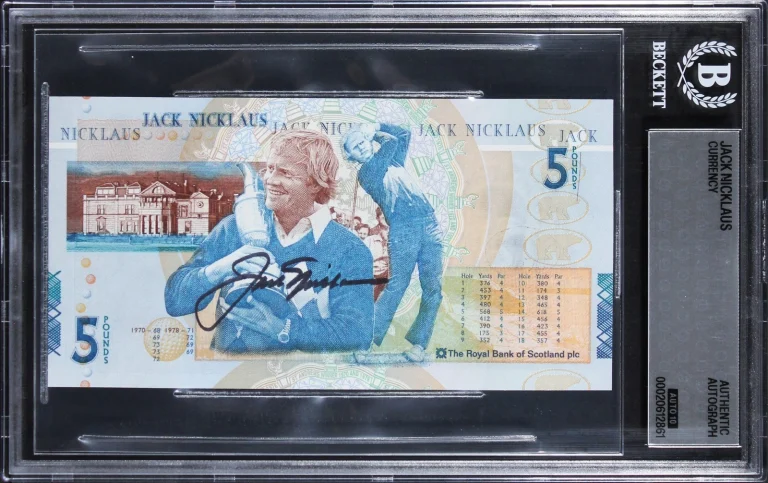 Jack Nicklaus Signed 2005 Royal Bank Of Scotland £5 Banknote Auto 10! BAS Slab 3