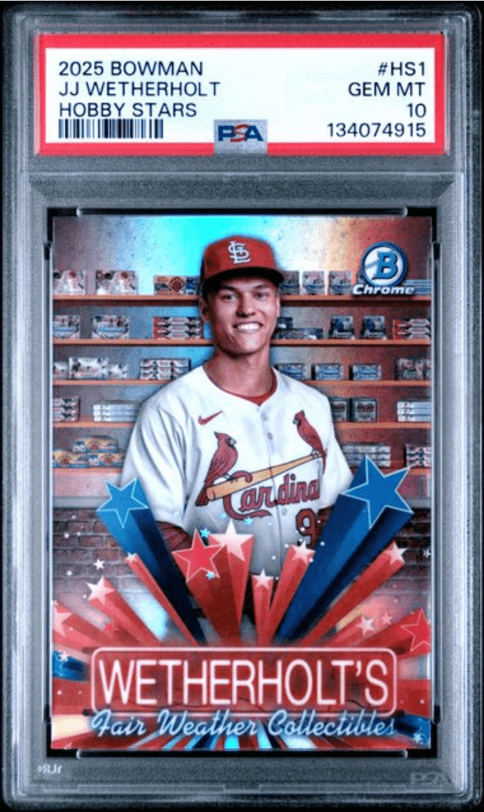 Graded 2025 Bowman JJ Wetherholt #HS1 Hobby Stars RC Baseball Card PSA 10