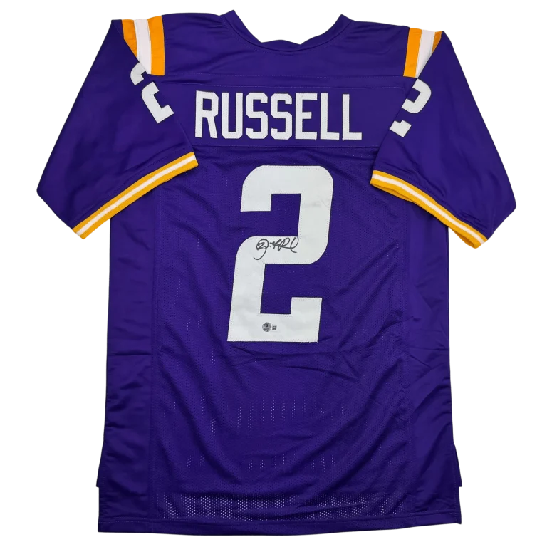 Autographed/Signed Jamarcus Russell LSU Purple Football Jersey JSA COA