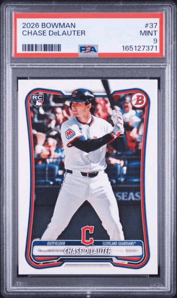 Graded 2026 Topps Bowman Chase DeLauter #37 Rookie RC Baseball Card PSA 9
