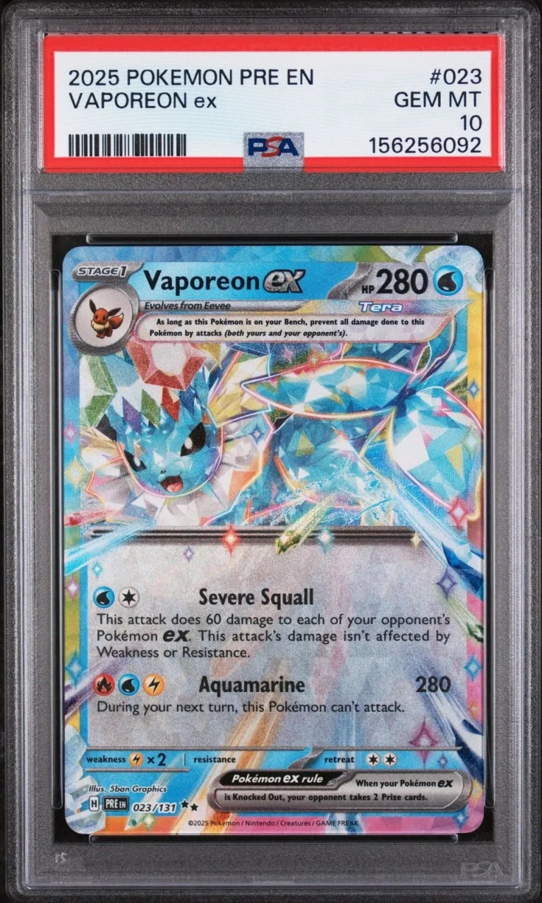 Graded 2025 Pokemon EN Vaporeon 023 PRE Trading Card Game PSA 10 Gem Mint