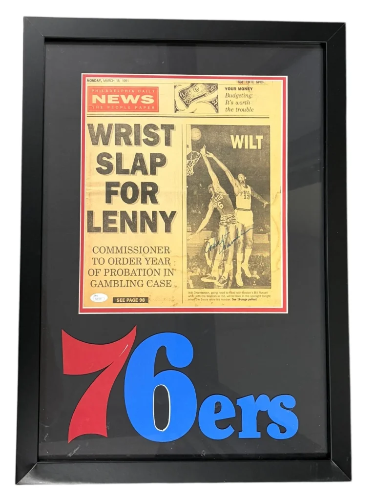 Wilt Chamberlain Signed 1991 Philadelphia Daily News Jersey Retirement 76ers JSA