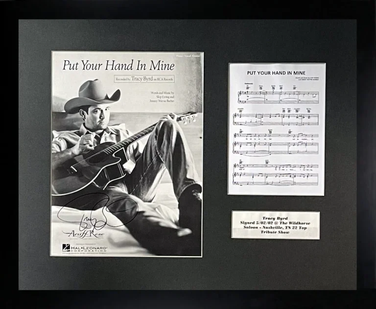 Tracy Byrd signed 1999 Put Your Hand In Mine Original Sheet Music/Lyrics Framed