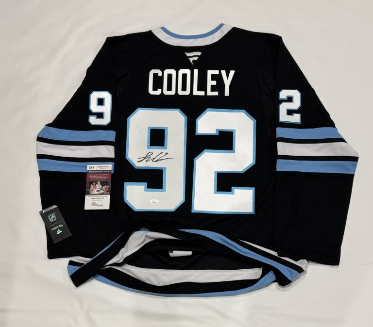 LOGAN COOLEY SIGNED FANATICS PREMIUM UTAH HOCKEY CLUB INAUGURAL JERSEY JSA COA