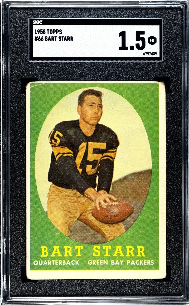 Bart Starr 1958 Topps Card #66- SGC Graded 1.5 FR (2nd Year/Green Bay Packers)