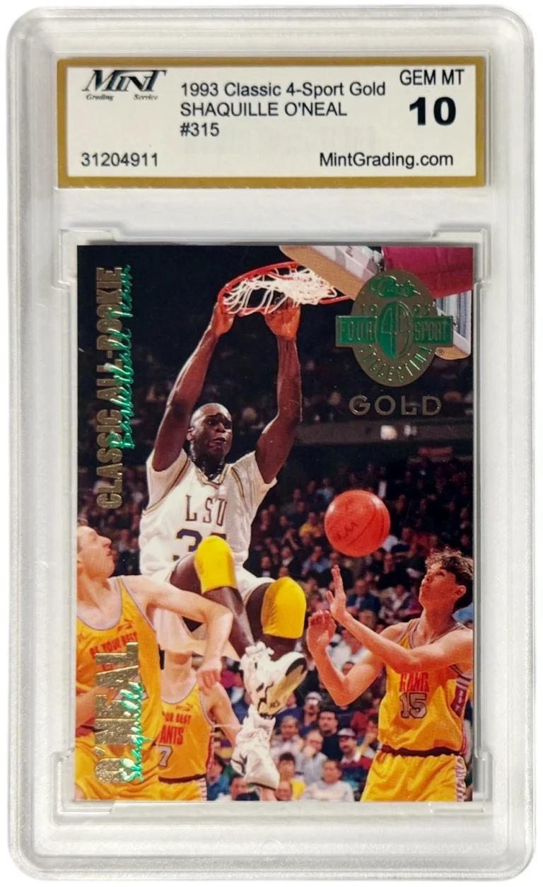 Shaquille O'Neal 1993 Classic 4-Sport Gold Rookie Card #315 - Mint Graded 10 LSU